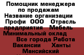 Помощник менеджера по продажам › Название организации ­ Профи, ООО › Отрасль предприятия ­ Мебель › Минимальный оклад ­ 60 000 - Все города Работа » Вакансии   . Ханты-Мансийский,Нефтеюганск г.